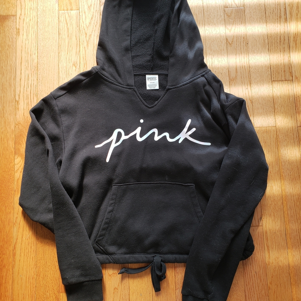 Victoria's Secret Black Hoodie , Pastel Script